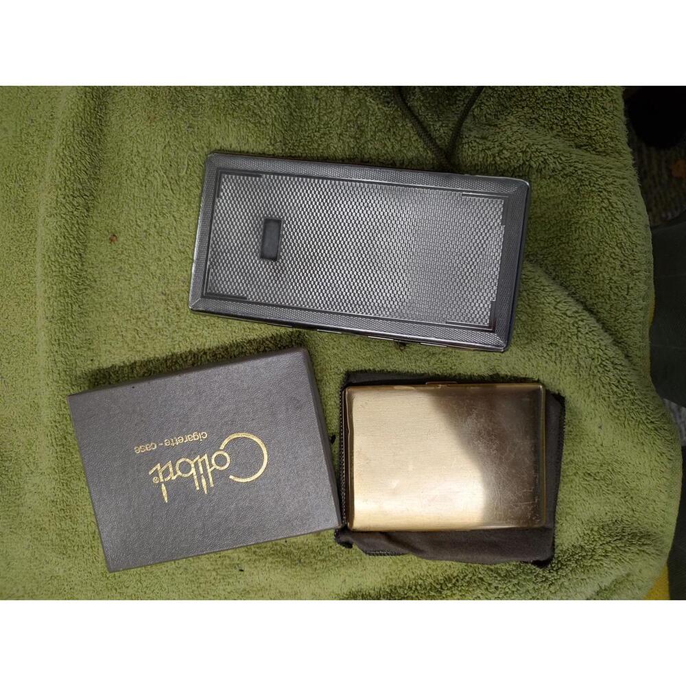 Vintage Colibri Cigarette Case and Metal Case Set